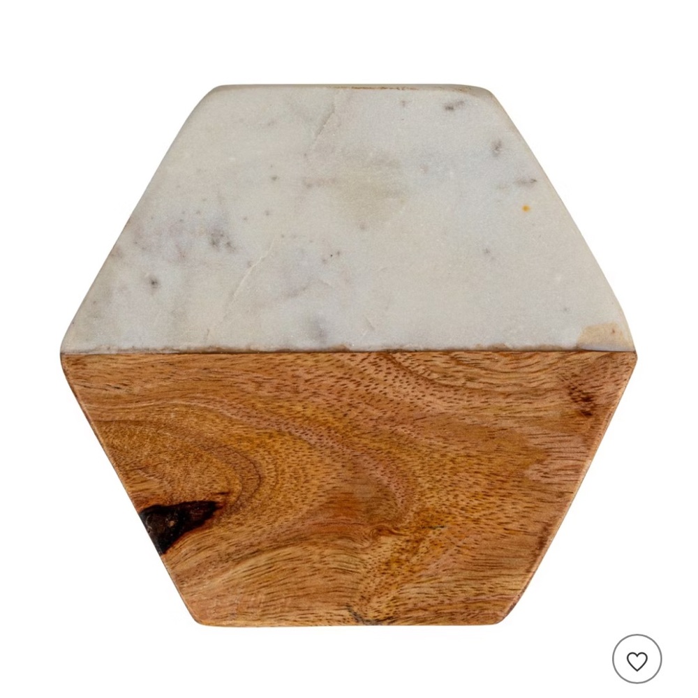 Marble and Wood Coasters Hexagon Set of 4 NWT - Picture 11 of 13